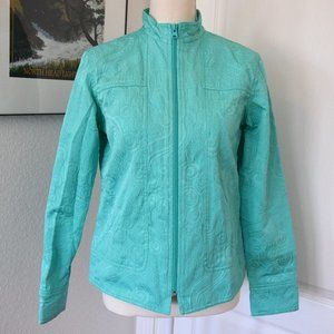 Coldwater Creek Turquoise Aqua Embellished Jacket XS